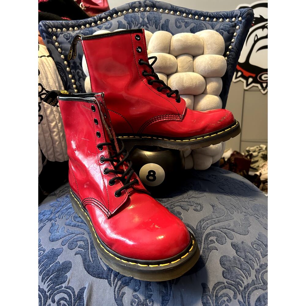 Dr Martens 1460W Fire Engine Red Patent Leather size 10/EU 42
